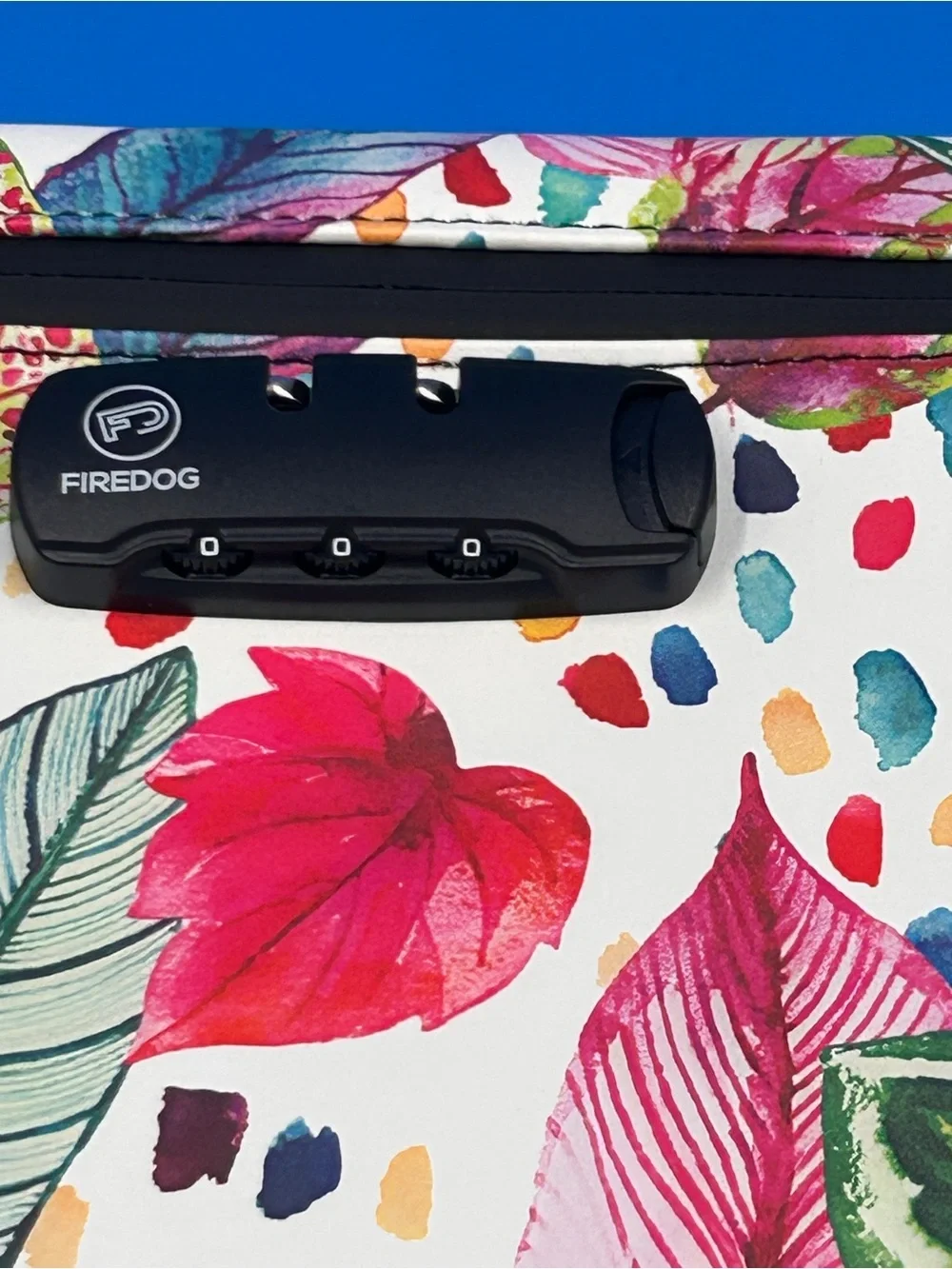 Floral FIREDOG Tropical Print Zip LOCKING Pouch - White